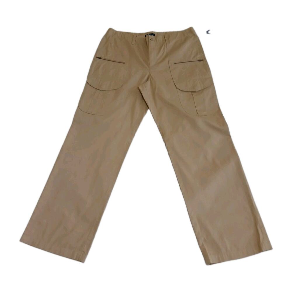 Chaps Cargo Pants Womens 12 Khaki Straight Leg Utility Tactical Multi Pocket NWT